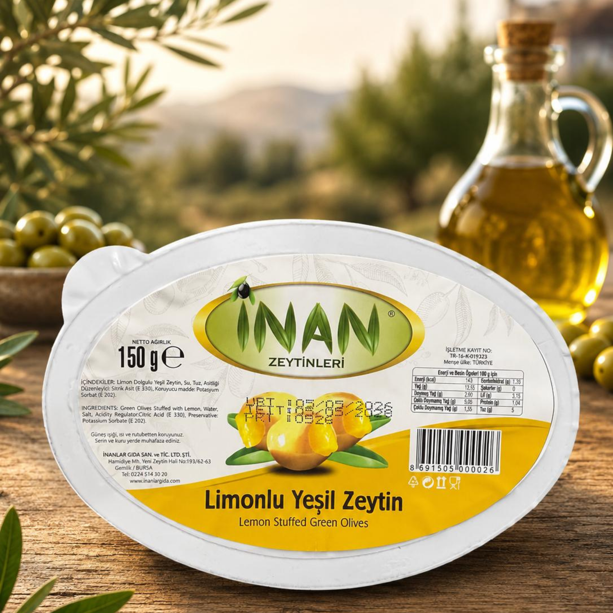 Limonlu Yeşil Zeytin 150 gr Vakum Paket